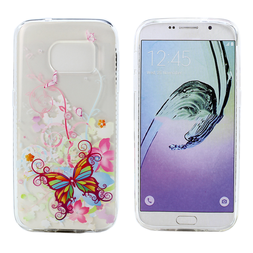 Galaxy S7 Crystal Clear Soft Design Case (Butterfly FLOWER)